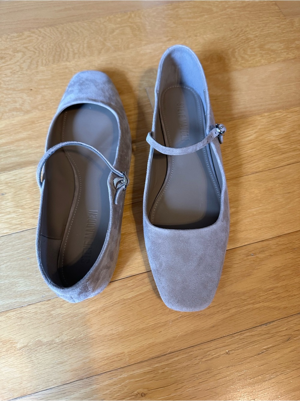 Taupe faux suede ballet flats